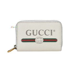Gucci Logo Leather Zip Around Card Case Wallet